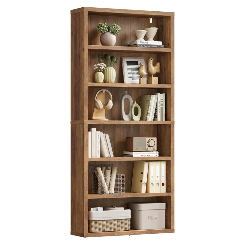 VASAGLE 6-Tier Bookcase, Adjustable Shelves, Tall Shelf Unit