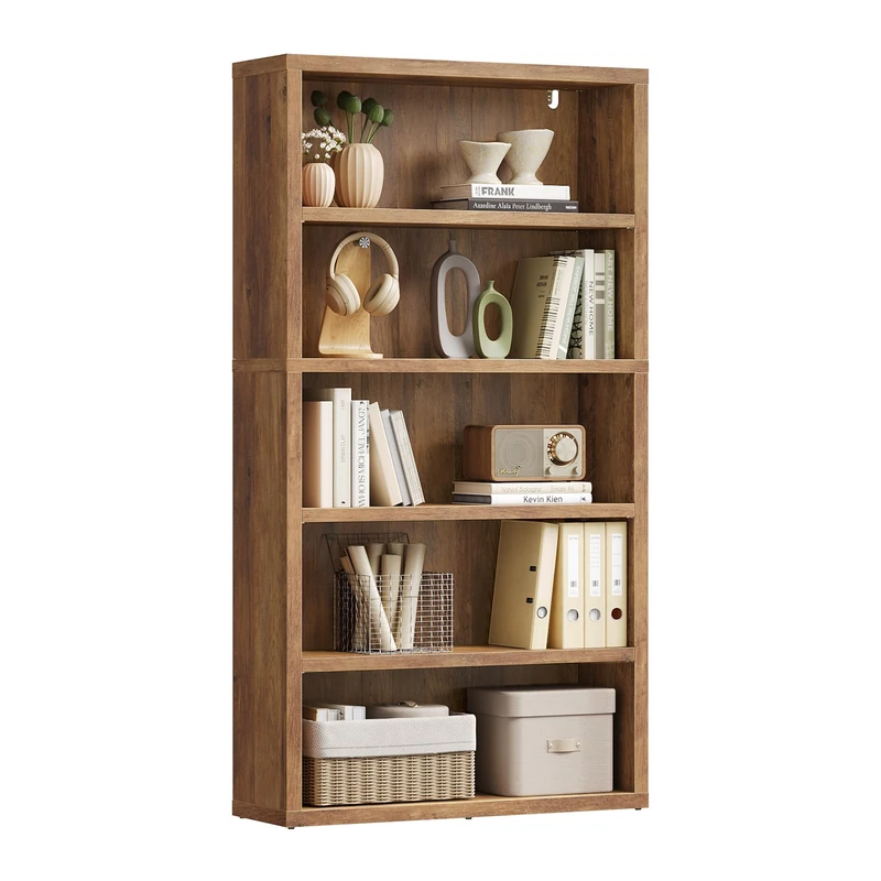 VASAGLE 5-Tier Bookcase - Adjustable Shelves, Tall Unit