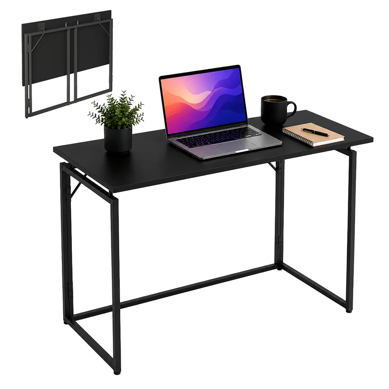 Relaxdays Desk, HxWxD: 74 x 100 x 50 cm, folding, space-saving, black