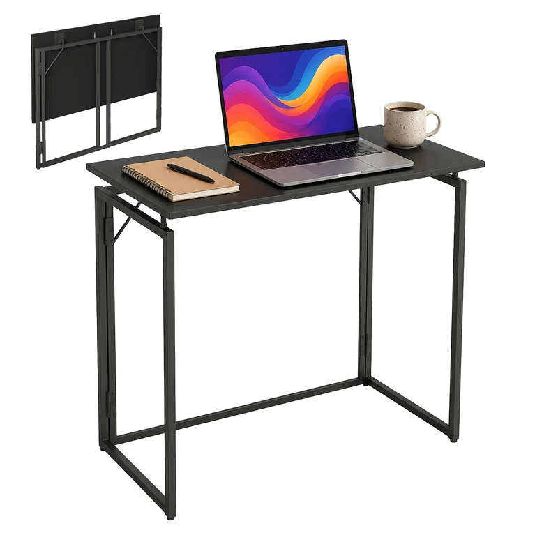 Relaxdays Desk, HxWxD: 74 x 80 x 40 cm, folding, space-saving, black