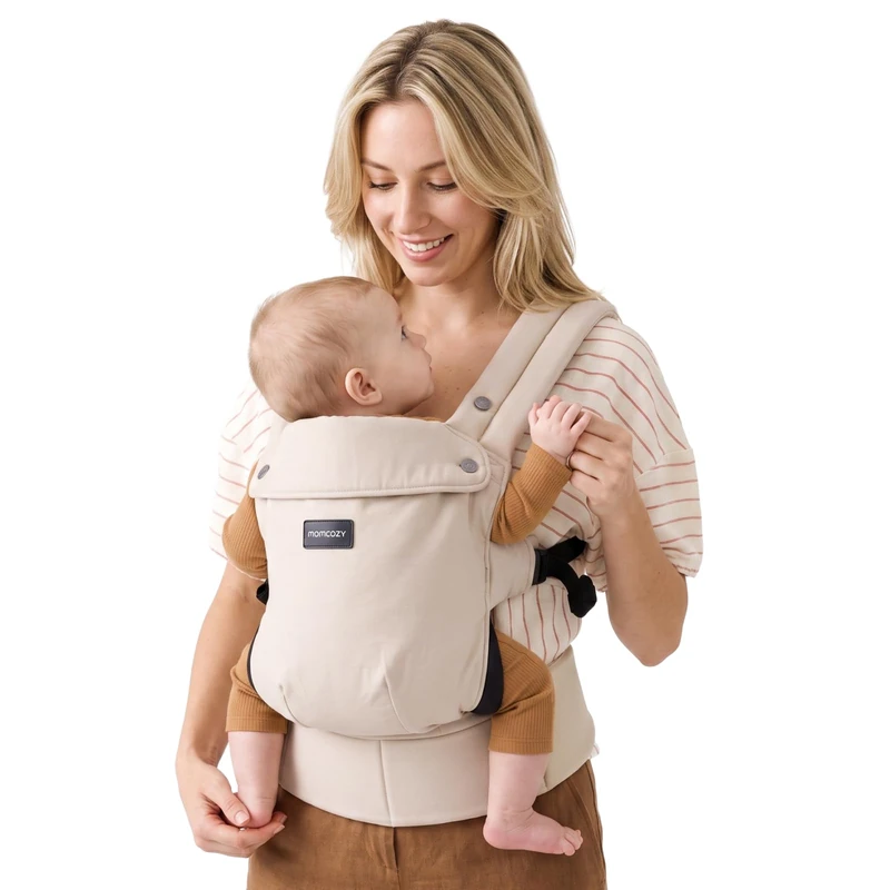 Momcozy Baby Carrier for 3-24M/3.2-20kg, Waist 64-127cm, Cotton Khaki
