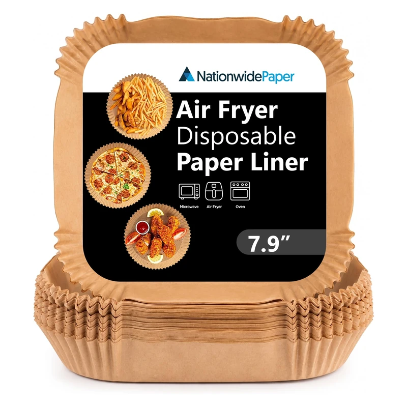 Nationwide Paper Air Fryer Liners, 720 Pcs 7.9 Inch (20cm) Square Disposable Parchment Paper Liners, Unbleached Non-Stick & Greaseproof, Fits Most 1.2-4.5L Compact Single Basket Air Fryers