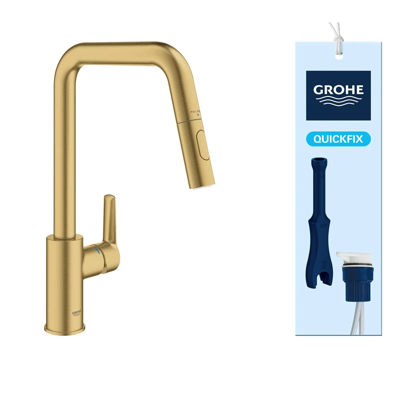 GROHE Start Pullout Kitchen Tap Dual Spray, Brushed Gold, 30631GN0