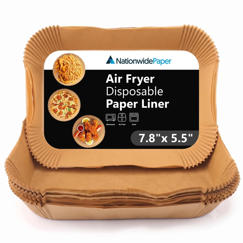 Nationwide Paper Air Fryer Liners, 1080 Pcs 20x14cm Rectangular Disposable Parchment Paper Liners, Unbleached Non-Stick & Greaseproof, Fits Most 1.2-4.5L Compact Single Basket Air Fryers