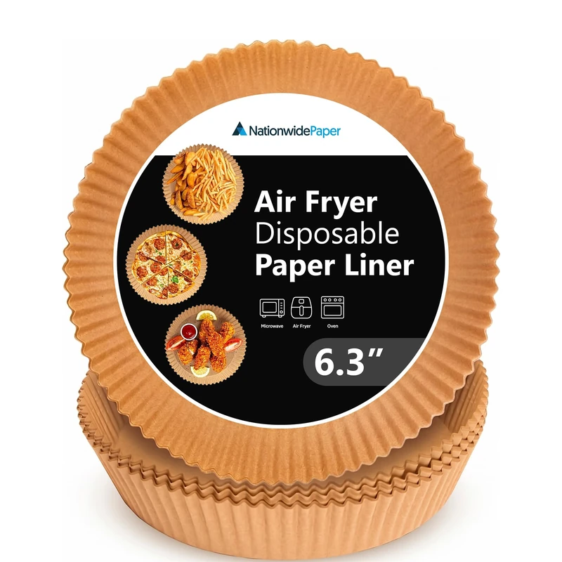 Nationwide Paper Air Fryer Liners, 900 Pcs 6.3 Inch (16cm) Round Disposable Parchment Paper Liners, Unbleached Non-Stick & Greaseproof, Fits Most 1.2-4.5L Compact Single Basket Air Fryers