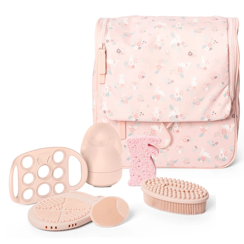 Suavinex, Baby Bath Kit with Toiletry Bag, Newborn Hygiene Set, Pink