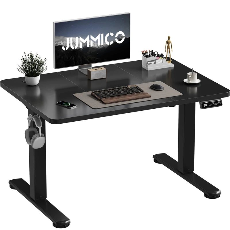 JUMMICO Electric Standing Desk 100 x 60 cm Home Office Height Adjustable Desk, Computer Lift Table with Smart Panel, Sit Stand Desk with Height Memory, Black