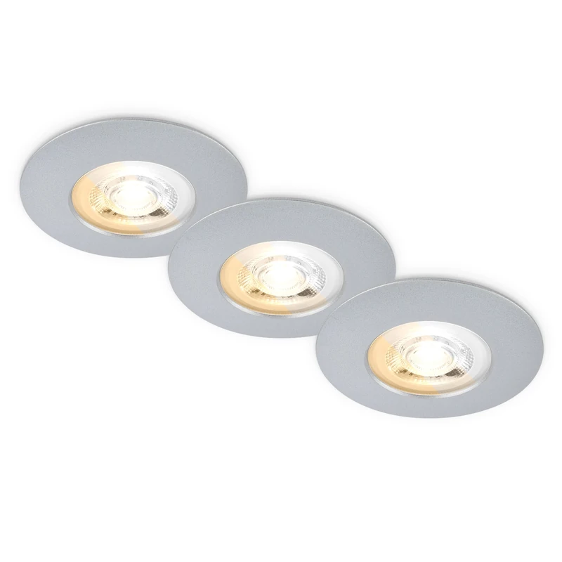 Briloner - 3-Pack LED Bathroom Downlights, Dimmable, CCT, IP65, Chrome Matt