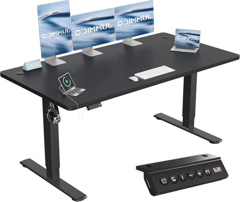 JUMMICO Electric Desk Standing Desk Height Adjustable Desk 160x70cm Black