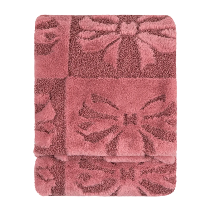 furn. Fur Boucle Big Bows Throw (Pink - 140x180cm)