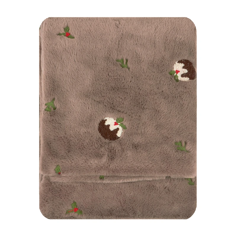 furn. Festive Puddings Throw (Mocha - 130x180cm)