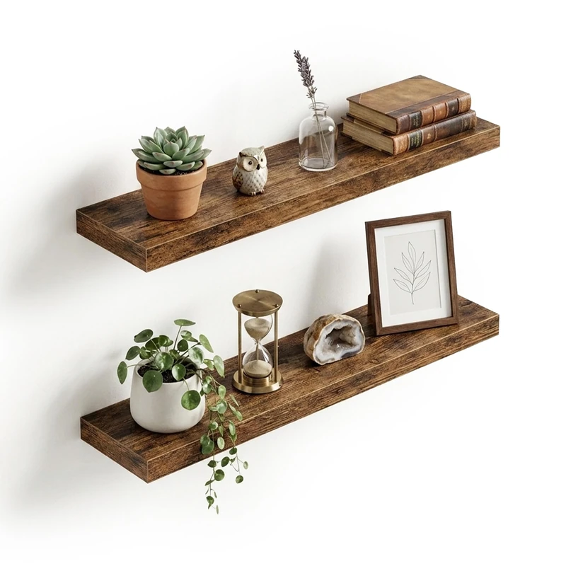 Relaxdays Wall Shelf Set of 2, brown