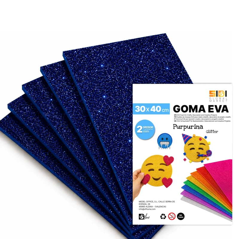 SIDI Eva Glitter Rubber 40x30cm Dark Blue 40 Sheets Foamy