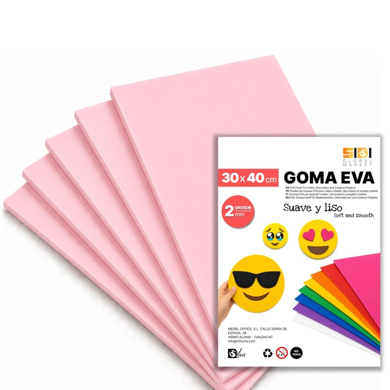 SIDI Eva Glitter Rubber 40 x 30 cm Pink 40 Sheets Foamy for Crafts