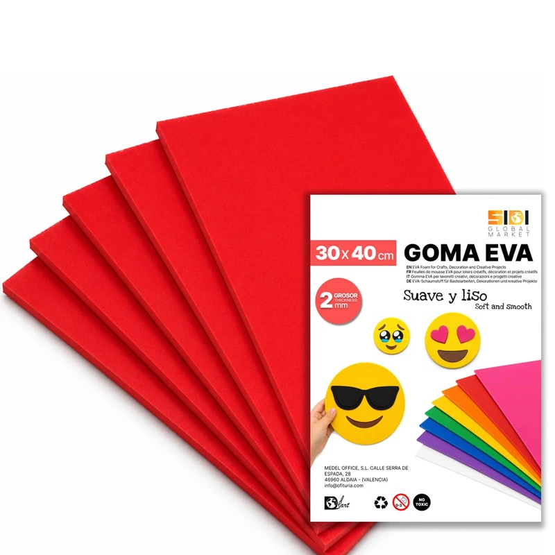 SIDI Rubber Eva Glitter 40x30cm Red Christmas 40 Sheets Foamy