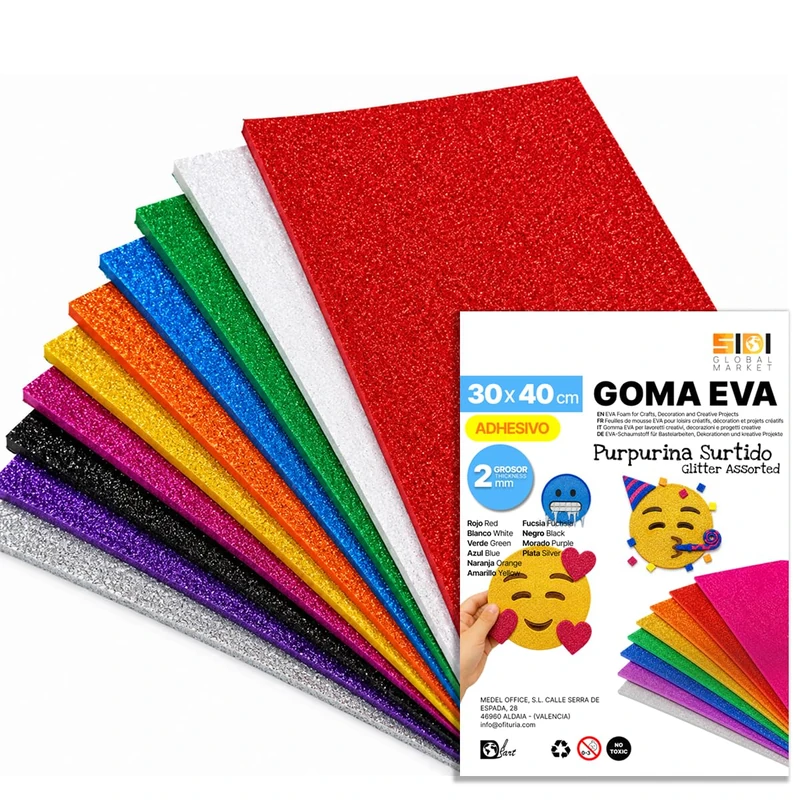 SIDI Eva Glitter Rubber 40 x 30 cm Assorted 40 Sheets Foamy for Crafts