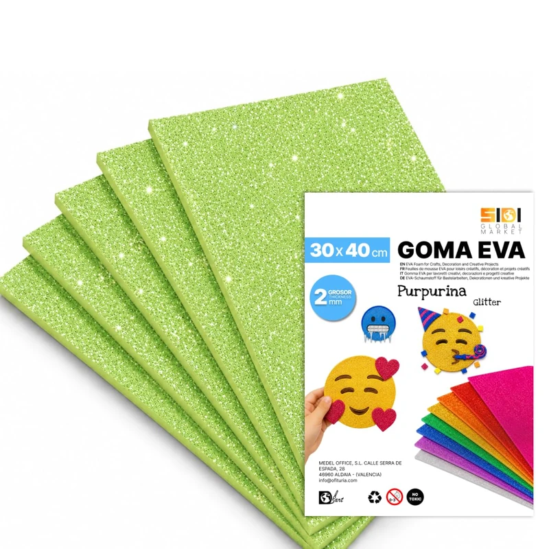 SIDI Eva Glitter Rubber 40x30cm Light Green 40 Sheets Foamy