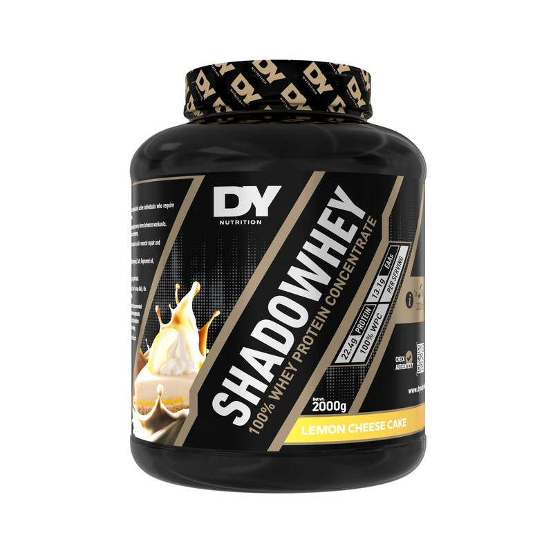 DY Nutrition - Shadowhey Whey Protein Concentrate Powder 2Kg | 23g Protein per Serving | 66 Servings | 7.3g of BCAAs | Sourced from EU Grass-Fed Cows | Easy Mix & Digest Formula (Lemon Cheesecake)