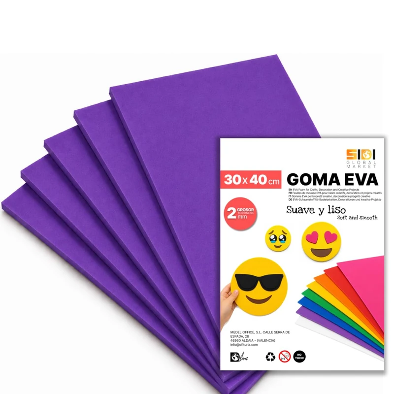SIDI Eva Glitter Rubber 40 x 30 cm Purple 40 Sheets Foamy for Crafts