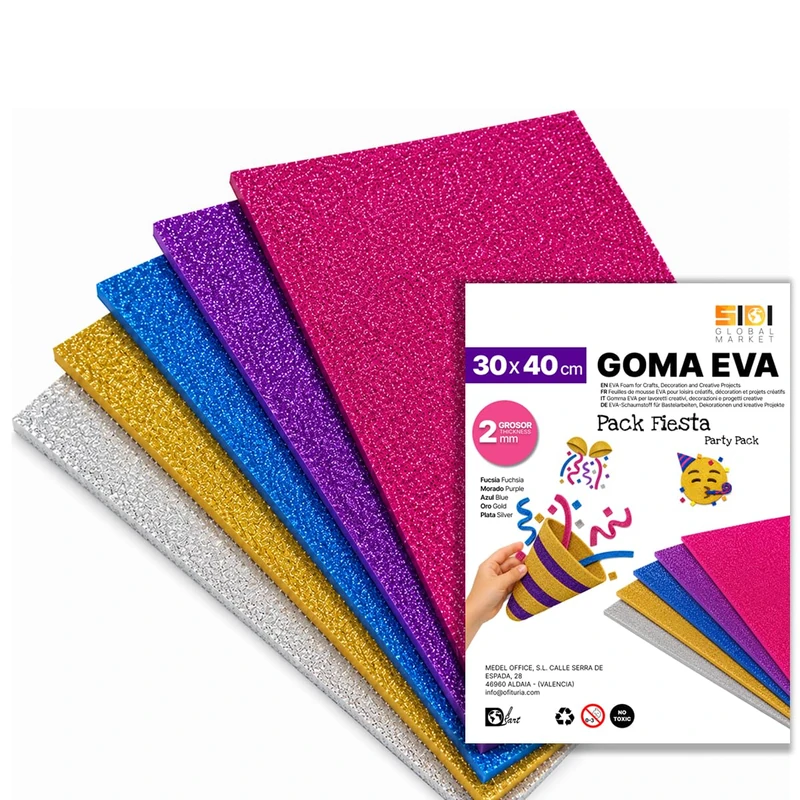 SIDI Rubber Eva Glitter Party Pack 40 x 30 cm 40 Sheets Foamy