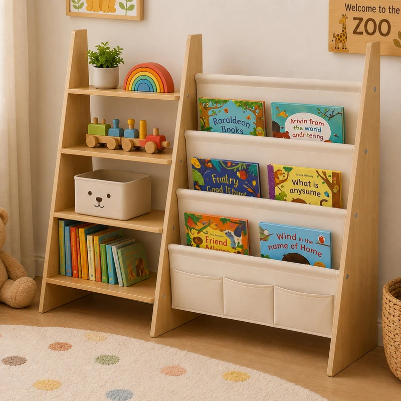 Relaxdays Children's Bookshelf, white/natural