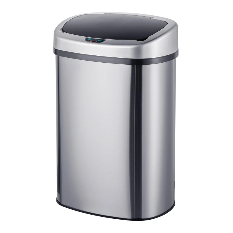 Relaxdays sensor bin, 50 litres, automatic lid, bin liner holder, silver