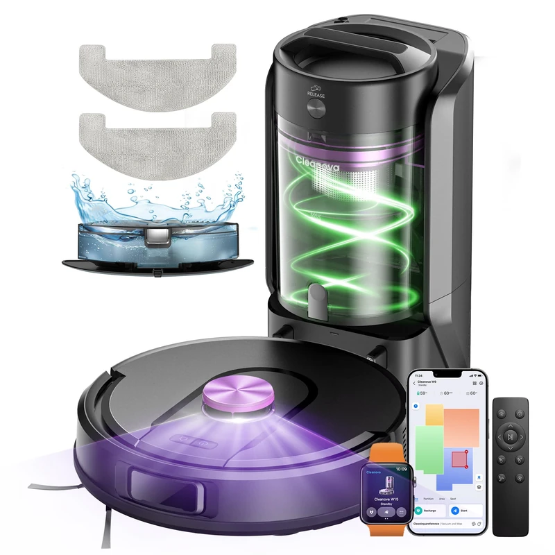Vexilar Robot Vacuum and Mop with Multi-Cyclone Bagless Self Emptying Docking Station, 10000Pa Suction, LiDAR Navigation, 5 Maps, 180Min Runtime, Robotic Vacuum for Pet Hair, Carpet and Hard Floor