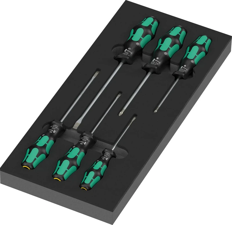 WERA Kraftform Series 300 05150128001 9718 Foam Insert Screwdriver Set 2, 7 Pieces