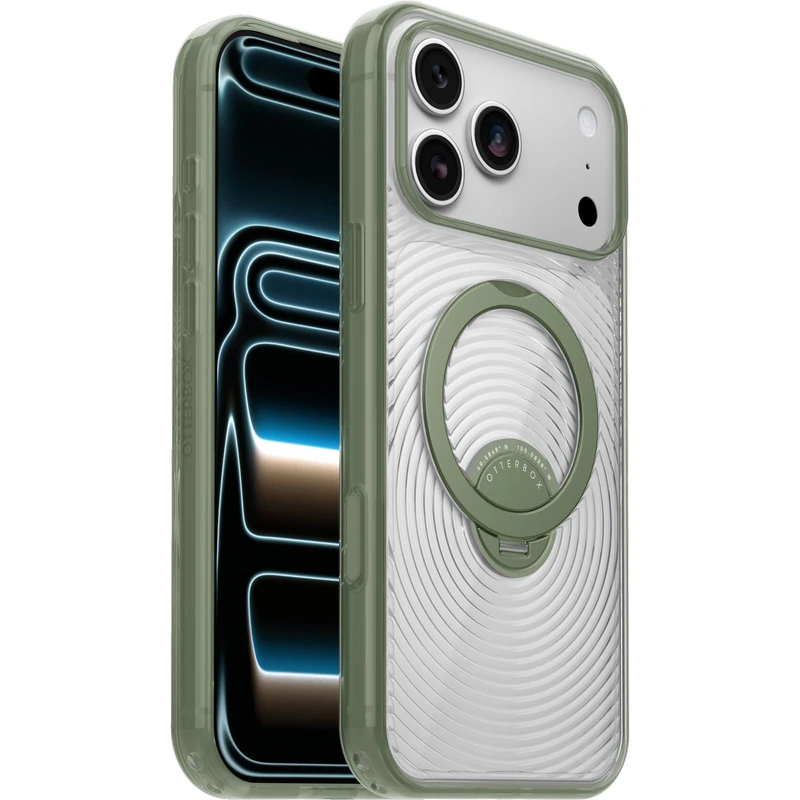 OtterBox Symmetry Stand Case for iPhone 18 Pro Max/17 Pro Max, Clear/Green