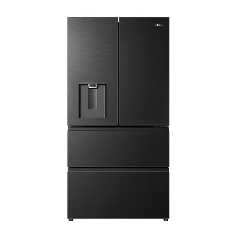 Haier Free Standing Fridge Freezer,4 Doors, No Frost, C Class, 700L Total Capacity, Obsidian Steel 90x73.8x182.5cm - HFR59F18CWMB