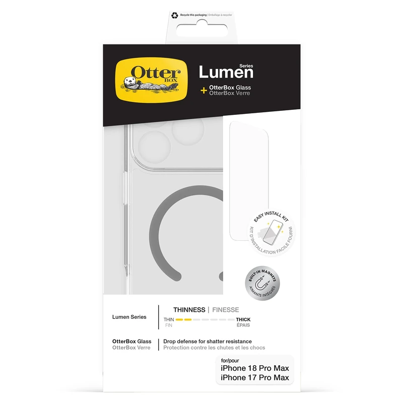 OtterBox Lumen Drop Protection Bundle for iPhone 18 ProMax/17 Pro Max,Clear