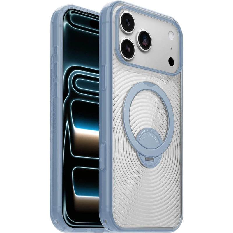OtterBox Symmetry Stand Case for iPhone 18 Pro Max/17 Pro Max, Clear/Blue