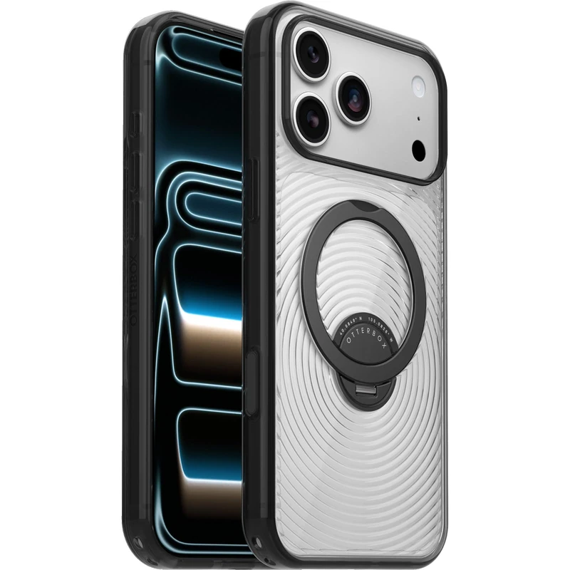 OtterBox Symmetry Stand Case for iPhone 18 Pro Max/17 Pro Max, Clear/Black