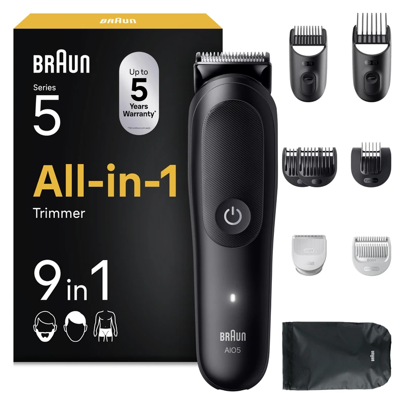 Braun All-in-One Kit Series 5, 9in1 Grooming, Sharp Blade, Body Trim, AIO5535n