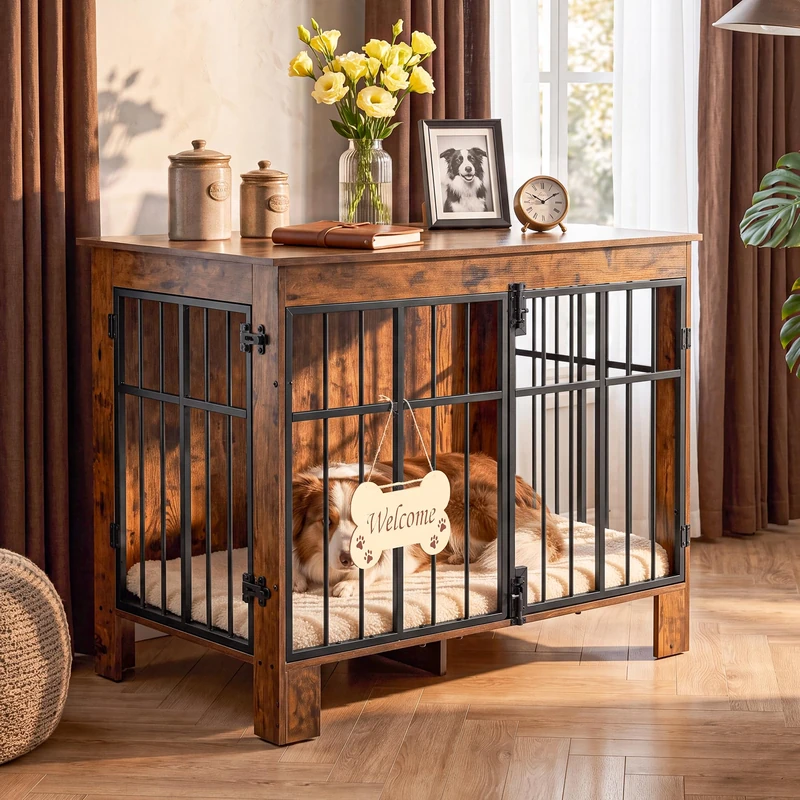 DWVO 80CM Dog Crate Furniture, Dog Kennel Indoor for Small/Medium Dogs