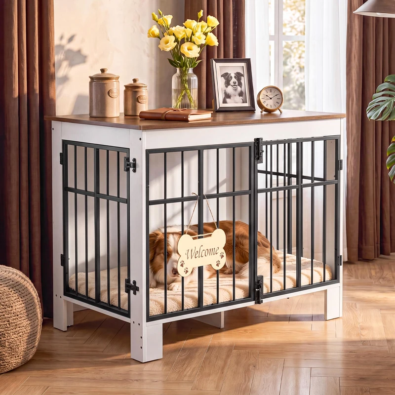 DWVO 80CM Dog Crate Furniture, Dog Kennel Indoor for Small/Medium Dogs