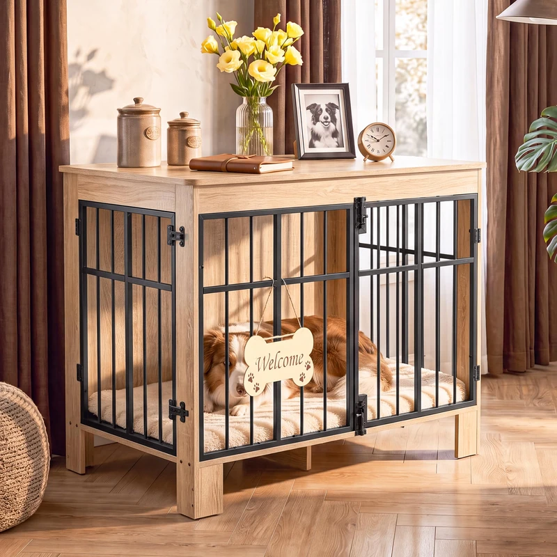 DWVO 80CM Dog Crate Furniture, Dog Kennel Indoor for Small/Medium Dogs