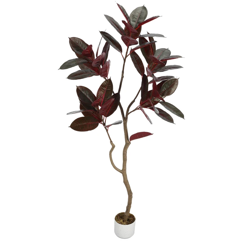 Artificial Plant 155 cm Artificial Rubber Tree Red Artificial Plant in Pot