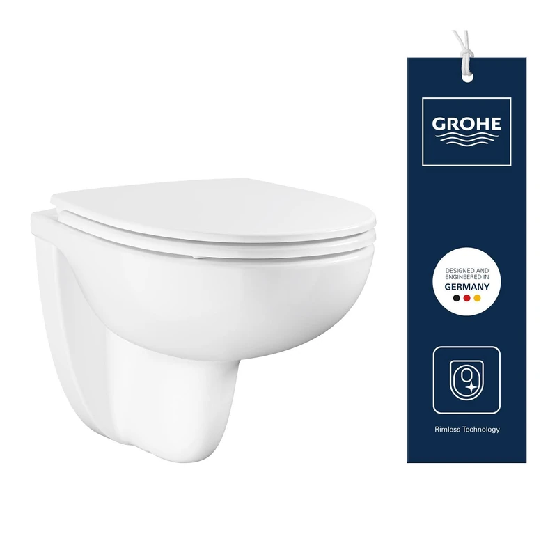 GROHE BAU Ceramic Wall Hung WC Set, Alpine White, 112949SH00