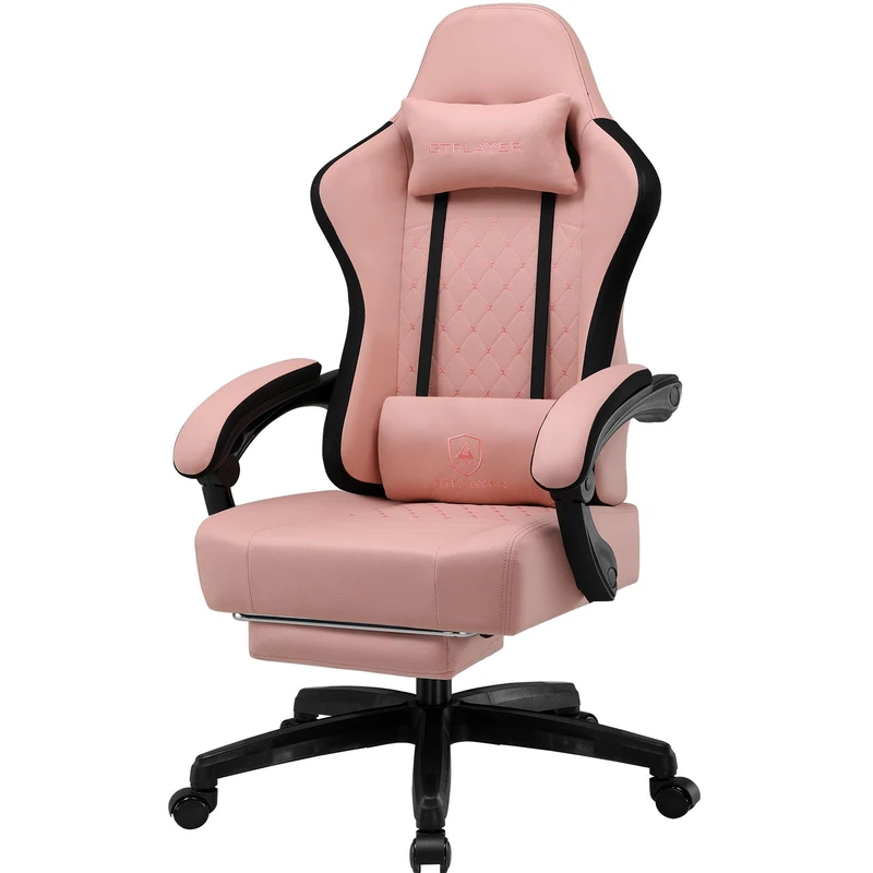 GTPLAYER Fabric Gaming Chair with Footrest, Ergonomic Computer Desk Chair with Pocket Spring Cushion Home Office High Back Support Lumbar Support Heavy Duty Wide, Orange Black