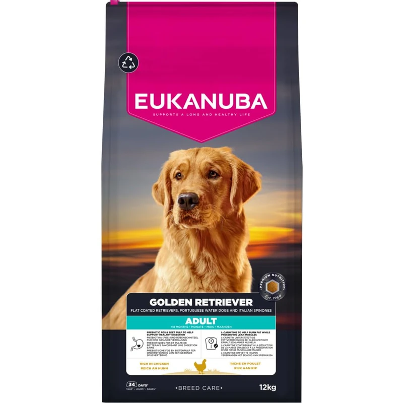 EUKANUBA Golden Retrievers Breed Care Dry Food for Adult Dogs 12 kg
