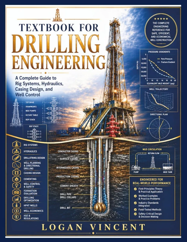 TEXTBOOK FOR DRILLING ENGINEERING: A Complete Guide to Rig Systems, Hydraulics, Casing Design, and Well Control