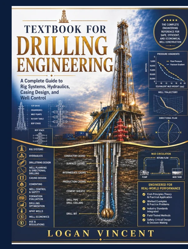 TEXTBOOK FOR DRILLING ENGINEERING: A Complete Guide to Rig Systems, Hydraulics, Casing Design, and Well Control