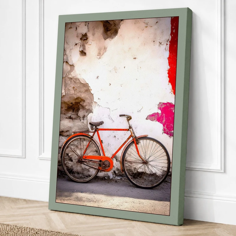 Bicycle Against Decay Urban Canvas Wall Art Print 36x24 Inch