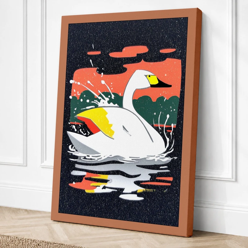 Graphic Swan Canvas Wall Art Print 36x24 Inch