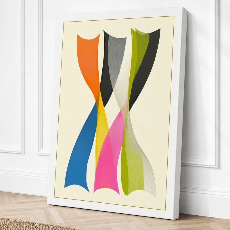 Woven Light Geometric Canvas Wall Art Print 36x24 Inch