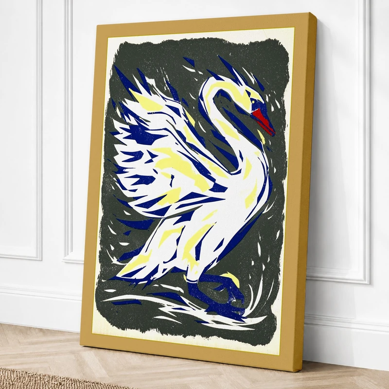 Expressive Swan Canvas Wall Art Print 36x24 Inch
