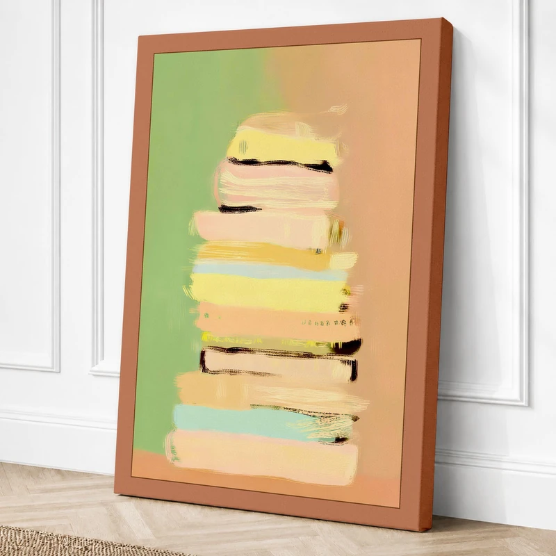 Stack of Stories Minimalist Canvas Wall Art Print 36x24 Inch
