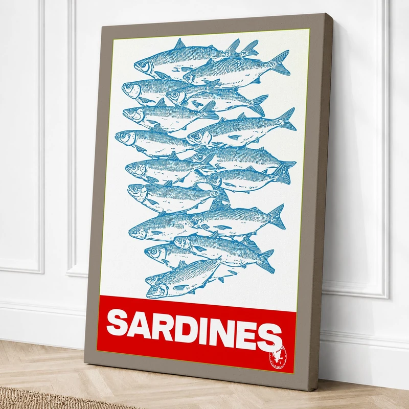 Sardines Vintage Canvas Wall Art Print 36x24 Inch