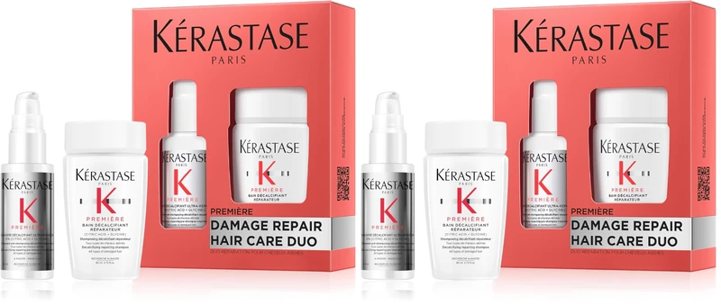 Kérastase Première Duo Discovery Set with Concentré Décalcifiant Ultra-Réparateur Pre-Shampoo 45ml & Bain Décalcifiant Réparateur Shampoo 80ml, Decalcify & Repair Hair, Nourishes & Strengthens